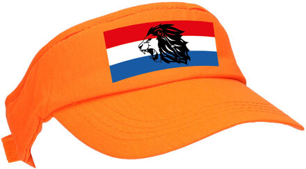 Bellatio Decorations Oranje supporter / Koningsdag zonneklep met Nederlandse vlag en leeuw voor EK/ WK fans
