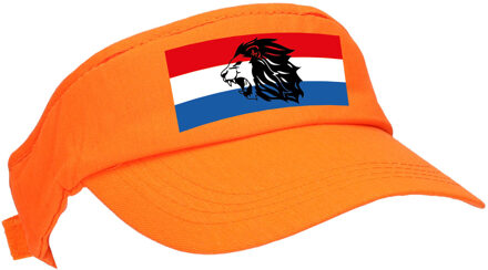 Bellatio Decorations Oranje supporter / Koningsdag zonneklep / pet met Hollandse vlag en leeuw - Verkleedhoofddeksels