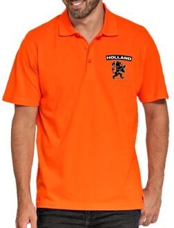 Bellatio Decorations Oranje supporter polo shirt oranje Holland met zwarte leeuw voor heren 2XL - Feestshirts