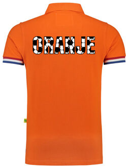 Bellatio Decorations Oranje supporter polo voor heren - voetbalpatroon - oranje - EK/WK voetbal supporter - Nederland L