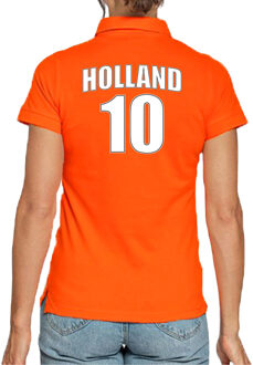Bellatio Decorations Oranje supporter poloshirt met rugnummer 10 - Holland / Nederland fan shirt voor dames