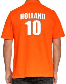 Bellatio Decorations Oranje supporter poloshirt met rugnummer 10 - Holland / Nederland fan shirt voor heren