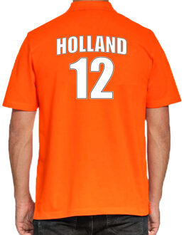 Bellatio Decorations Oranje supporter poloshirt met rugnummer 12 - Holland / Nederland fan shirt voor heren