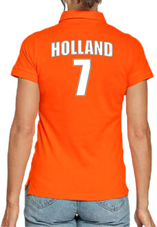 Bellatio Decorations Oranje supporter poloshirt met rugnummer 7 - Holland / Nederland fan shirt voor dames