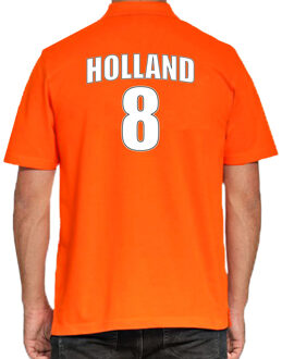 Bellatio Decorations Oranje supporter poloshirt met rugnummer 8 - Holland / Nederland fan shirt voor heren