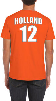 Bellatio Decorations Oranje supporter t-shirt met rugnummer 12 - Holland / Nederland fan shirt voor heren