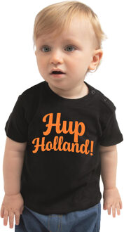 Bellatio Decorations Oranje supporter T-shirt voor baby/peuters - Hup Holland - zwart - EK/WK voetbal - Nederland 54/60 (0-3 maanden)