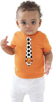 Bellatio Decorations Oranje supporter T-shirt voor baby/peuters - voetbal stropdas - oranje - EK/WK voetbal - Nederland 54/60 (0-3 maanden)