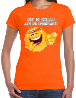 Bellatio Decorations Oranje supporter T-shirt voor dames - emoji - oranje - EK/WK voetbal supporter - Nederland