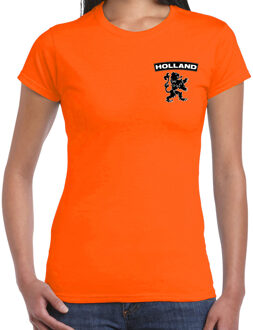 Bellatio Decorations Oranje supporter t-shirt voor dames - Holland zwarte leeuw op borst - Nederland supporter - EK/ WK shirt / outfit M