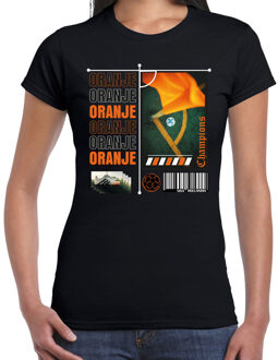 Bellatio Decorations Oranje supporter T-shirt voor dames - zwart - EK/WK voetbal supporter - Nederland 2XL