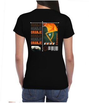 Bellatio Decorations Oranje supporter T-shirt voor dames - zwart - EK/WK voetbal supporter - Nederland S