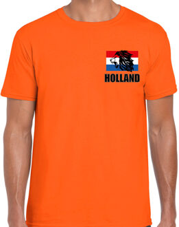 Bellatio Decorations Oranje supporter t-shirt voor heren - Holland brullende leeuw embleem op borst - Nederland supporter - EK/ WK shirt / outfit L