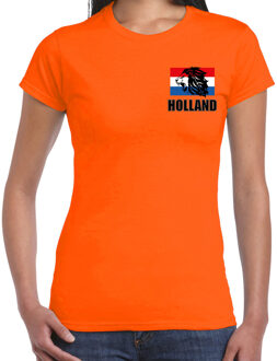Bellatio Decorations Oranje supporter t-shirt voor heren - Holland brullende leeuw embleem op borst - Nederland supporter - EK/ WK shirt / outfit XS