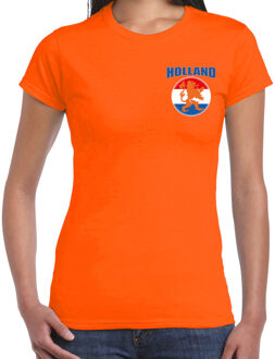Bellatio Decorations Oranje supporter t-shirt voor heren - Holland vlag cirkel leeuw  embleem op borst - Nederland supporter - EK/ WK shirt / outfit 2XL