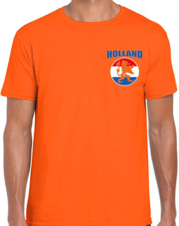 Bellatio Decorations Oranje supporter t-shirt voor heren - Holland vlag cirkel leeuw  embleem op borst - Nederland supporter - EK/ WK shirt / outfit M