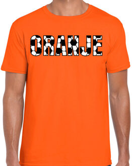 Bellatio Decorations Oranje supporter T-shirt voor heren - voetbalpatroon - oranje - EK/WK voetbal supporter - Nederland 2XL