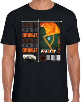 Bellatio Decorations Oranje supporter T-shirt voor heren - zwart - EK/WK voetbal supporter - Nederland 2XL