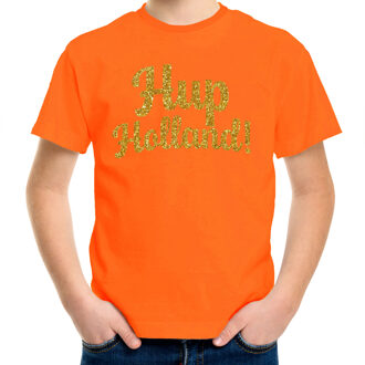 Bellatio Decorations Oranje supporter T-shirt voor jongens - Hup Holland - oranje - EK/WK voetbal - Nederland L (146-152)