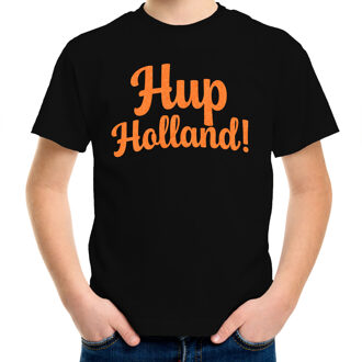 Bellatio Decorations Oranje supporter T-shirt voor jongens - Hup Holland - zwart - EK/WK voetbal - Nederland L (146-152)