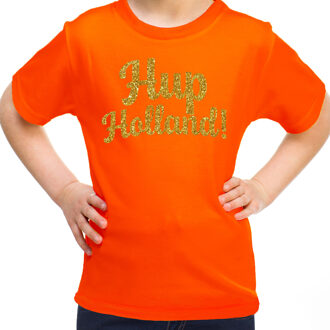 Bellatio Decorations Oranje supporter T-shirt voor meisjes - Hup Holland - oranje - EK/WK voetbal - Nederland L (146-152)