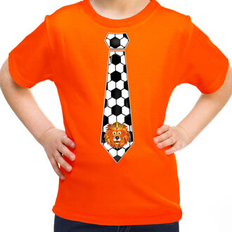 Bellatio Decorations Oranje supporter T-shirt voor meisjes - voetbal stropdas - oranje - EK/WK voetbal - Nederland L (146-152)