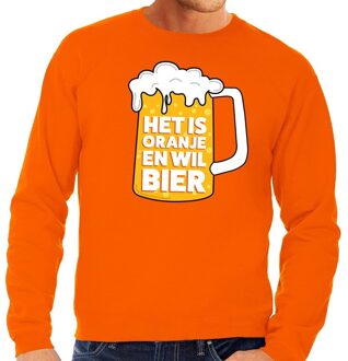 Bellatio Decorations Oranje sweater met de tekst Het is oranje en wil bier - Trui oranje voor heren 2XL