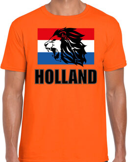 Bellatio Decorations Oranje t-shirt met leeuw en vlag Holland / Nederland supporter voor heren tijdens EK/ WK