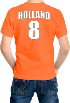 Bellatio Decorations Oranje t-shirt met rugnummer 8 - Holland / Nederland fan shirt voor kinderen