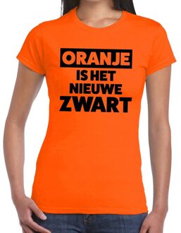 Bellatio Decorations Oranje tekst shirt Oranje is het nieuwe zwart t-shirt dames -  Koningsdag kleding M