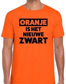Bellatio Decorations Oranje tekst shirt Oranje is het nieuwe zwart t-shirt heren -  Koningsdag kleding XL