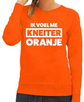 Bellatio Decorations Oranje tekst sweater Ik voel me kneiter oranje voor dames -  Koningsdag kleding 2XL