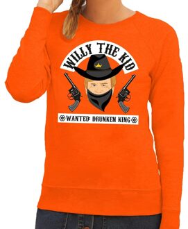 Bellatio Decorations Oranje tekst sweater Willy the Kid cowboy voor dames -  Koningsdag kleding XS