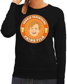 Bellatio Decorations Oranje vereniging Prins Pils sweater / trui zwart dames - Koningsdag kleding 2XL