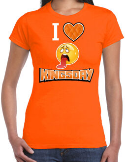 Bellatio Decorations Oranje verkleed t-shirt Koningsdag - I love kingsday - dames 2XL - Feestshirts