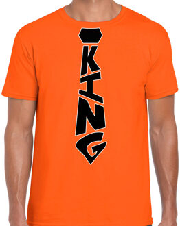 Bellatio Decorations Oranje verkleed t-shirt Koningsdag - king stropdas - heren 2XL - Feestshirts