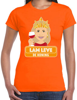 Bellatio Decorations Oranje verkleed t-shirt Koningsdag - lam leve de koning - dames 2XL - Feestshirts