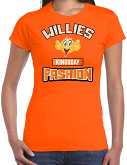 Bellatio Decorations Oranje verkleed t-shirt Koningsdag - Willies crazy Kingsday fashion - dames 2XL - Feestshirts