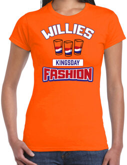 Bellatio Decorations Oranje verkleed t-shirt Koningsdag - Willies Kingsday shotjes - dames 2XL - Feestshirts