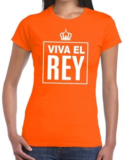 Bellatio Decorations Oranje Viva el Rey Spaanse tekst shirt dames - Oranje Koningsdag/ Holland supporter kleding 2XL