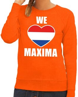 Bellatio Decorations Oranje We love Maxima sweater / trui dames - Oranje Koningsdag/ supporter kleding 2XL