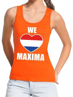 Bellatio Decorations Oranje We love Maxima tanktop shirt/ singlet dames - Oranje Koningsdag/ Holland supporter kleding L