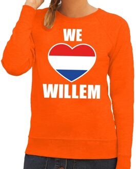 Bellatio Decorations Oranje We love Willem sweater / trui dames - Oranje Koningsdag/ supporter kleding 2XL