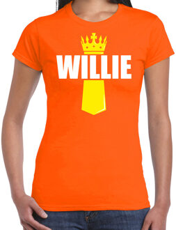 Bellatio Decorations Oranje Willie shirt met kroontje - Koningsdag t-shirt voor dames 2XL - Feestshirts