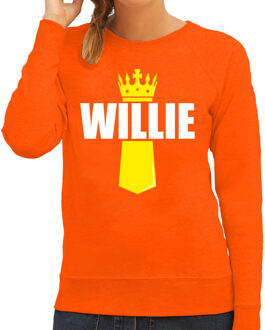 Bellatio Decorations Oranje Willie sweater met kroontje - Koningsdag truien voor dames 2XL