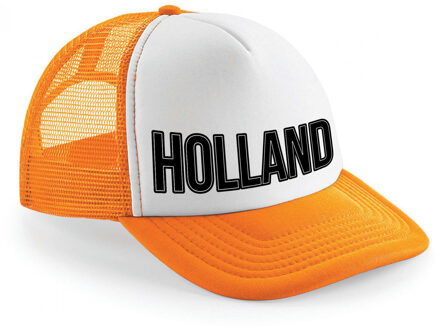 Bellatio Decorations Oranje/ wit Holland zwarte letters snapback cap/ truckers pet dames en heren - Koningsdag/ EK/ WK pe