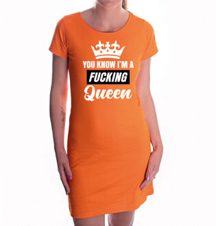 Bellatio Decorations Oranje You know i am a fucking queen / jurkje dames - Oranje Koningsdag/ supporter kleding L