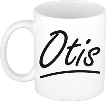 Bellatio Decorations Otis Naam koffiemok - beker - met sierlijke letters - wit - 300 ml - Cadeau - Heren