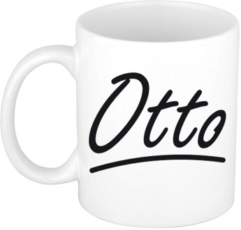 Bellatio Decorations Otto Naam koffiemok - beker - met sierlijke letters - wit - 300 ml - Cadeau - Heren