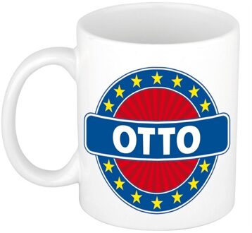 Bellatio Decorations Otto voornaam koffiemok - beker - wit/blauw - 300 ml - Cadeau - Heren - Collega - Vaderdag